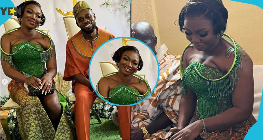 Ghanaian Bride Looks Very Uncomfortable Tight Kente Dress Designed With