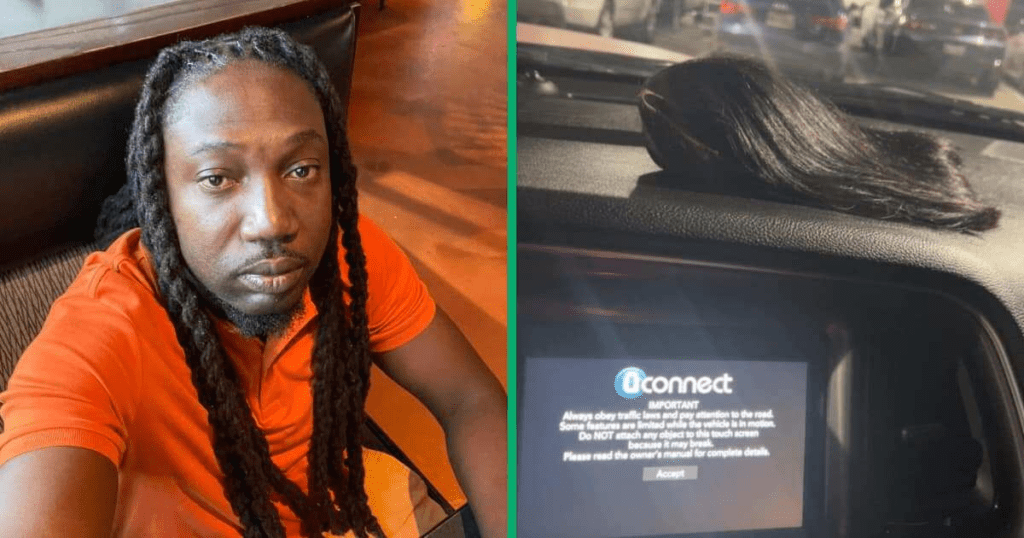 Stressed Man Shares Photo Of Woman's Wig On His Dashboard: