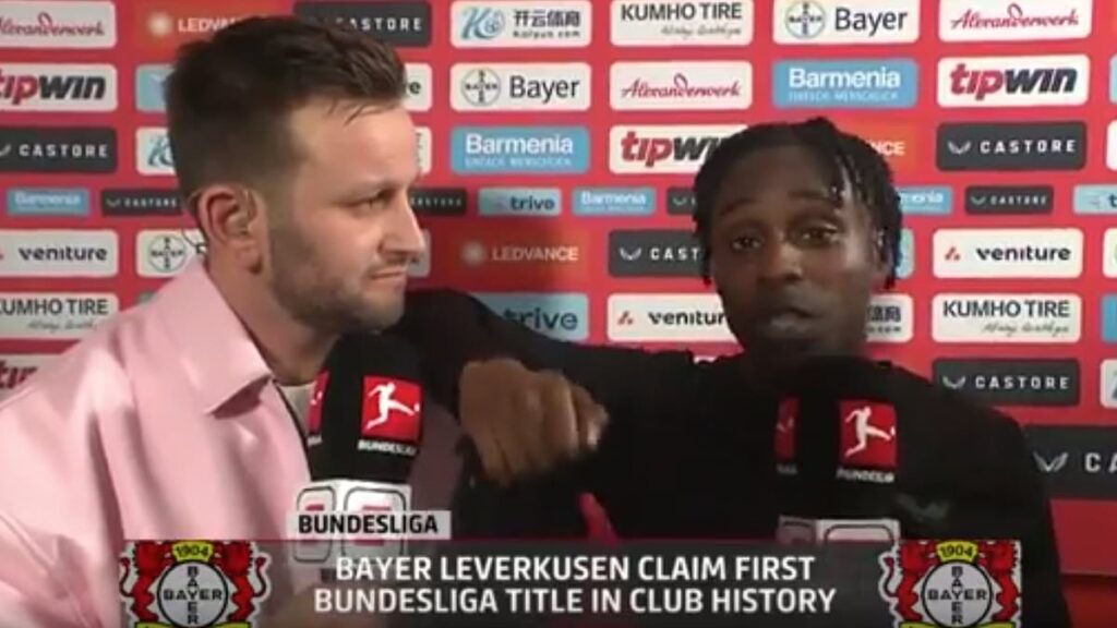 Jeremie Frimpong's Cheerful Interview After Bundesliga Win With Bayer Leverkusen