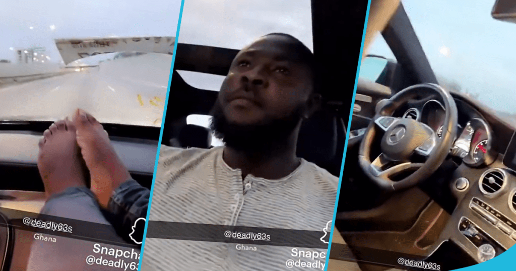 Ghanaian Man Relaxes As His Mercedes Benz Drives Him Down The