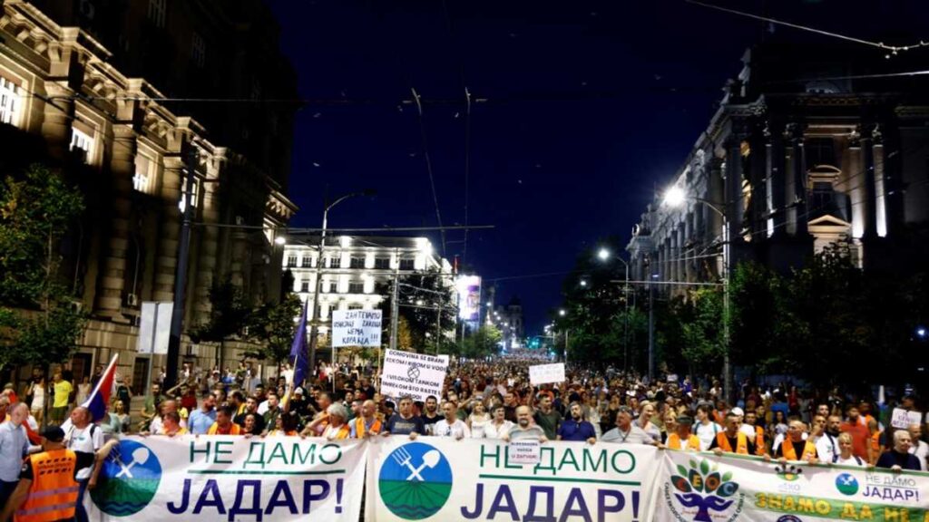 Thousands Protest In Serbian Capital Against Lithium Mine